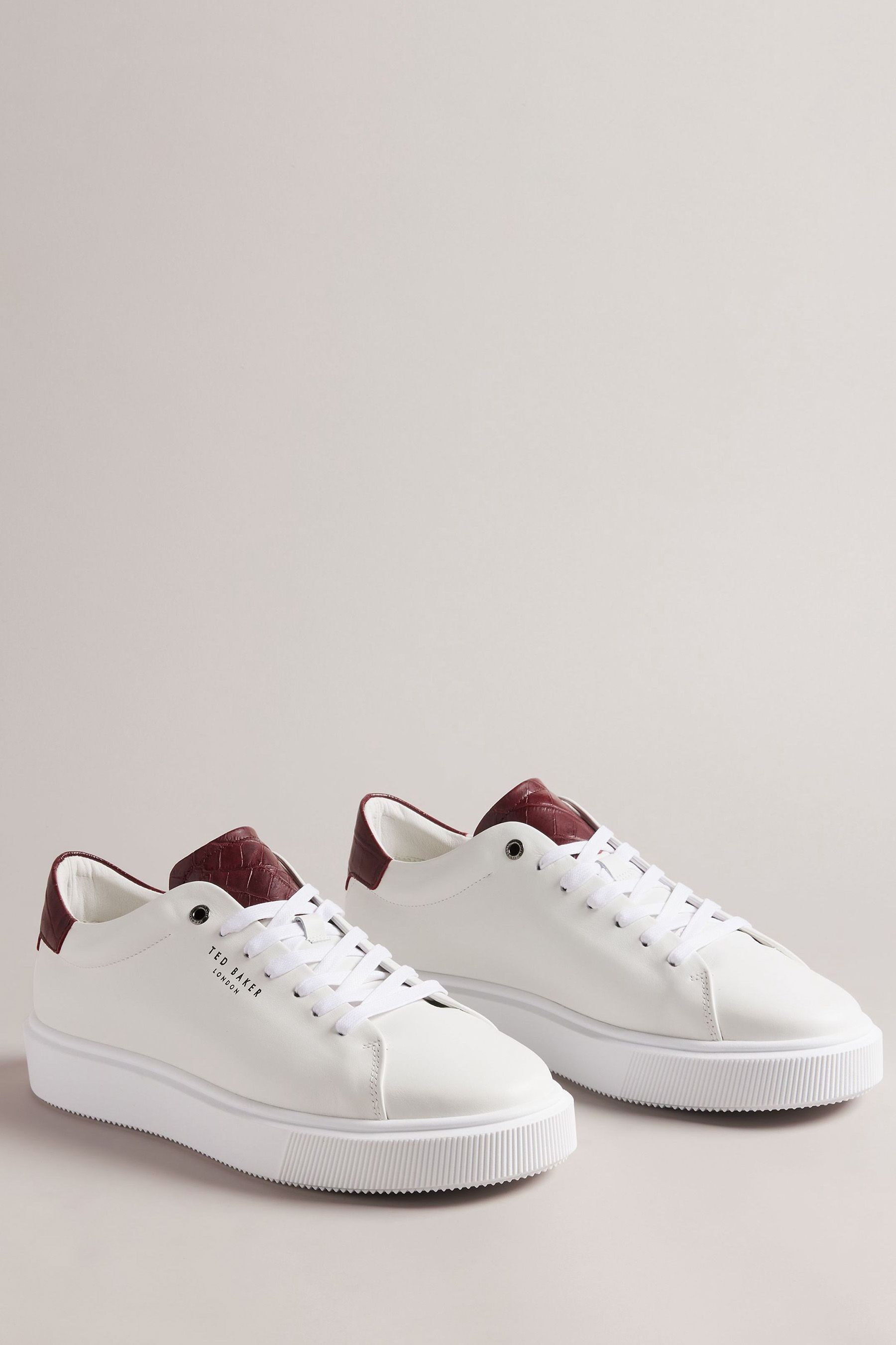 Buy Ted Baker White Breyonc Contrast Croc Effect Texture Inflated Sole Trainers from Next Luxembourg