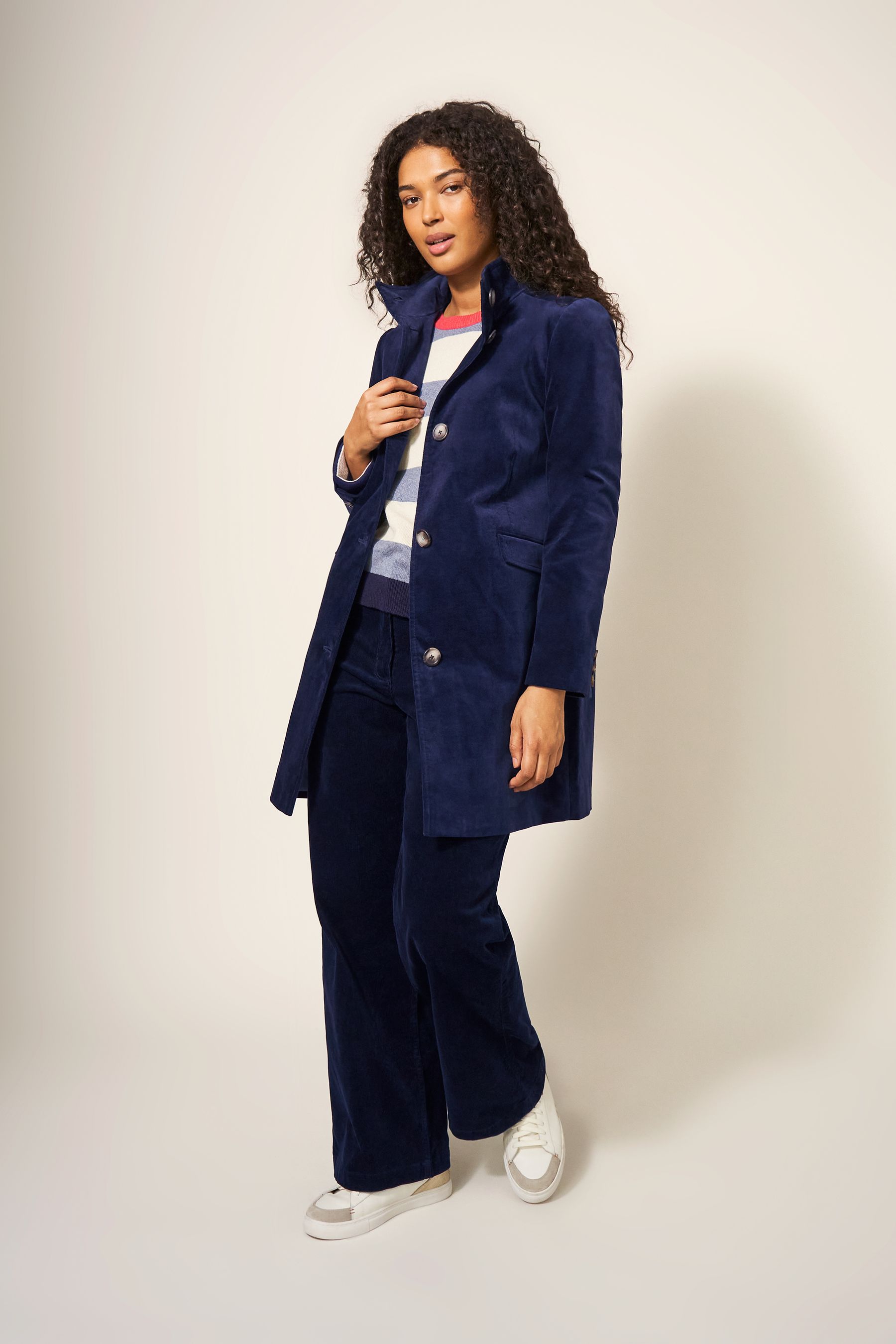Buy White Stuff Blue Karla Velvet Coat from Next Austria