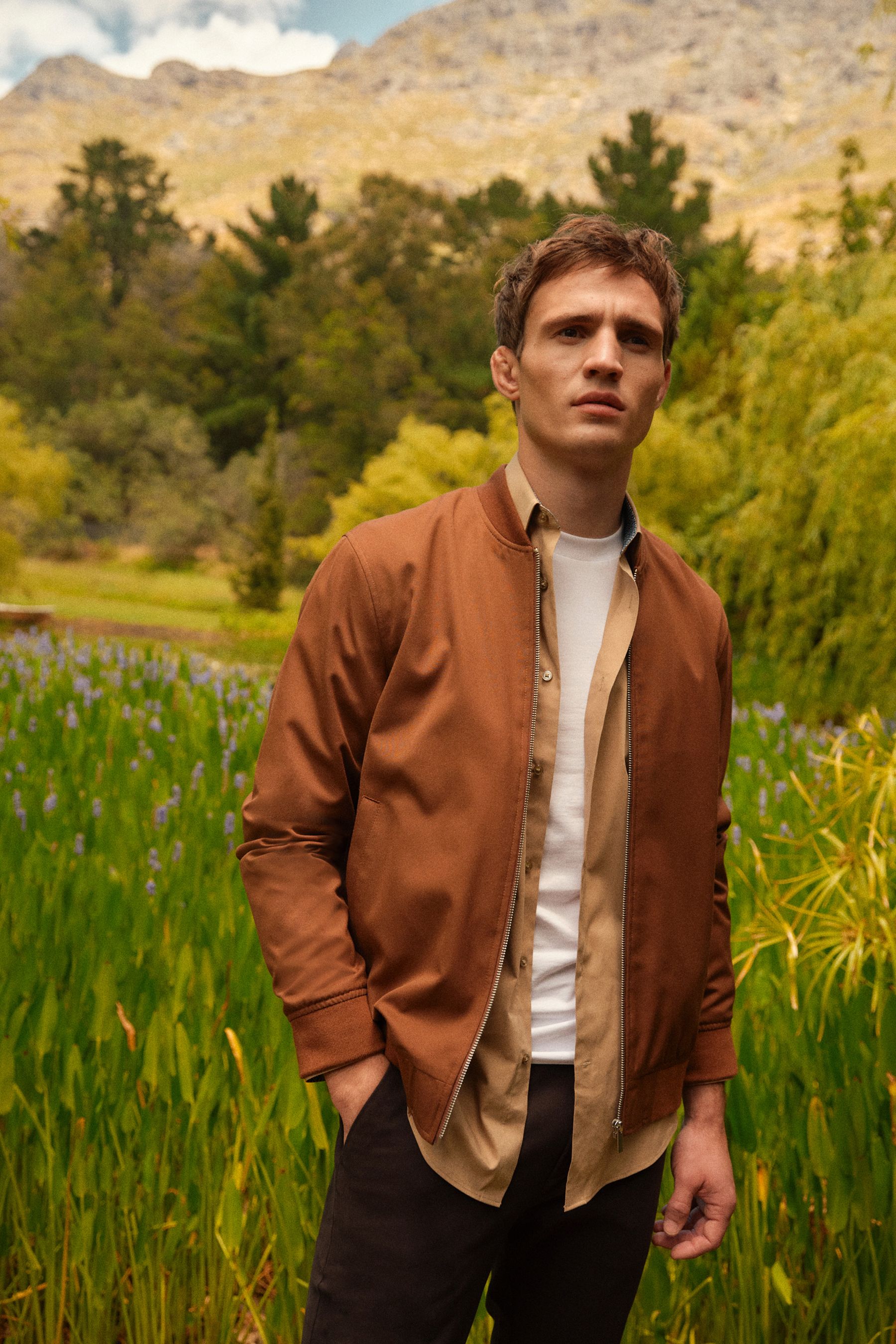 Bomber jacket on shirt shop
