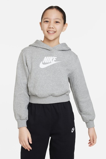Nike Grey Club Fleece Cropped Hoodie