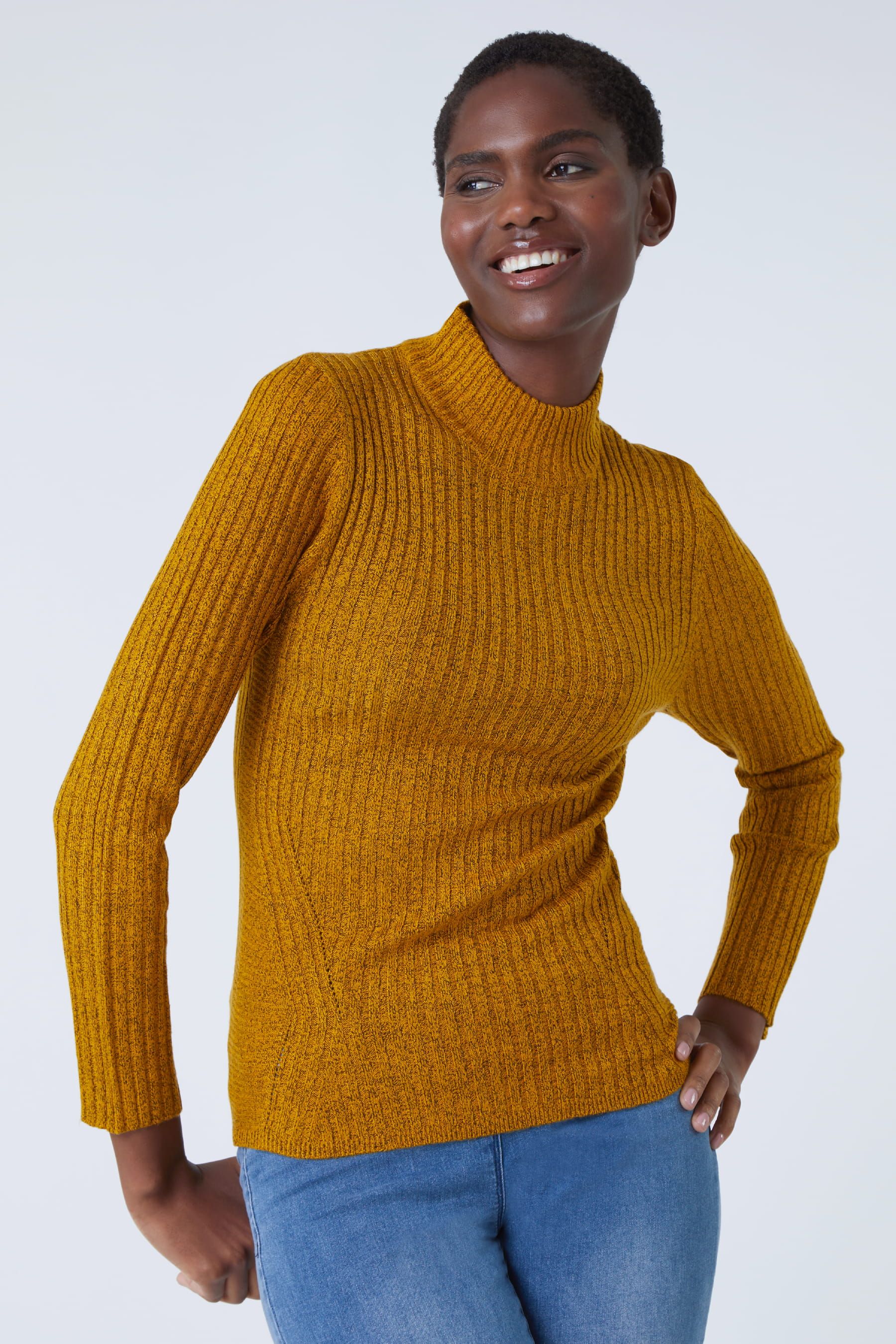Yellow ribbed turtleneck on sale