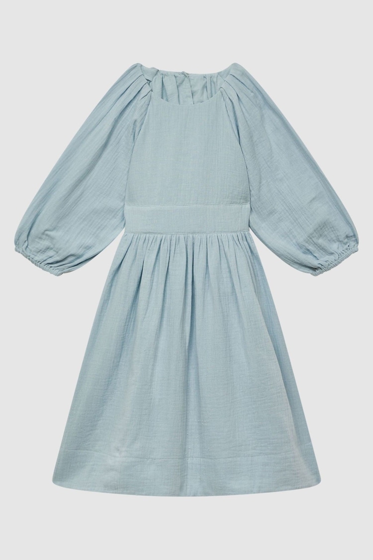 Reiss Blue Hannah Senior Cotton Bow Back Dress - Image 2 of 6