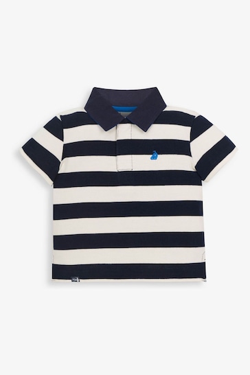 JoJo Maman Bébé Navy Ecru Stripe Classic Stripe Polo Shirt