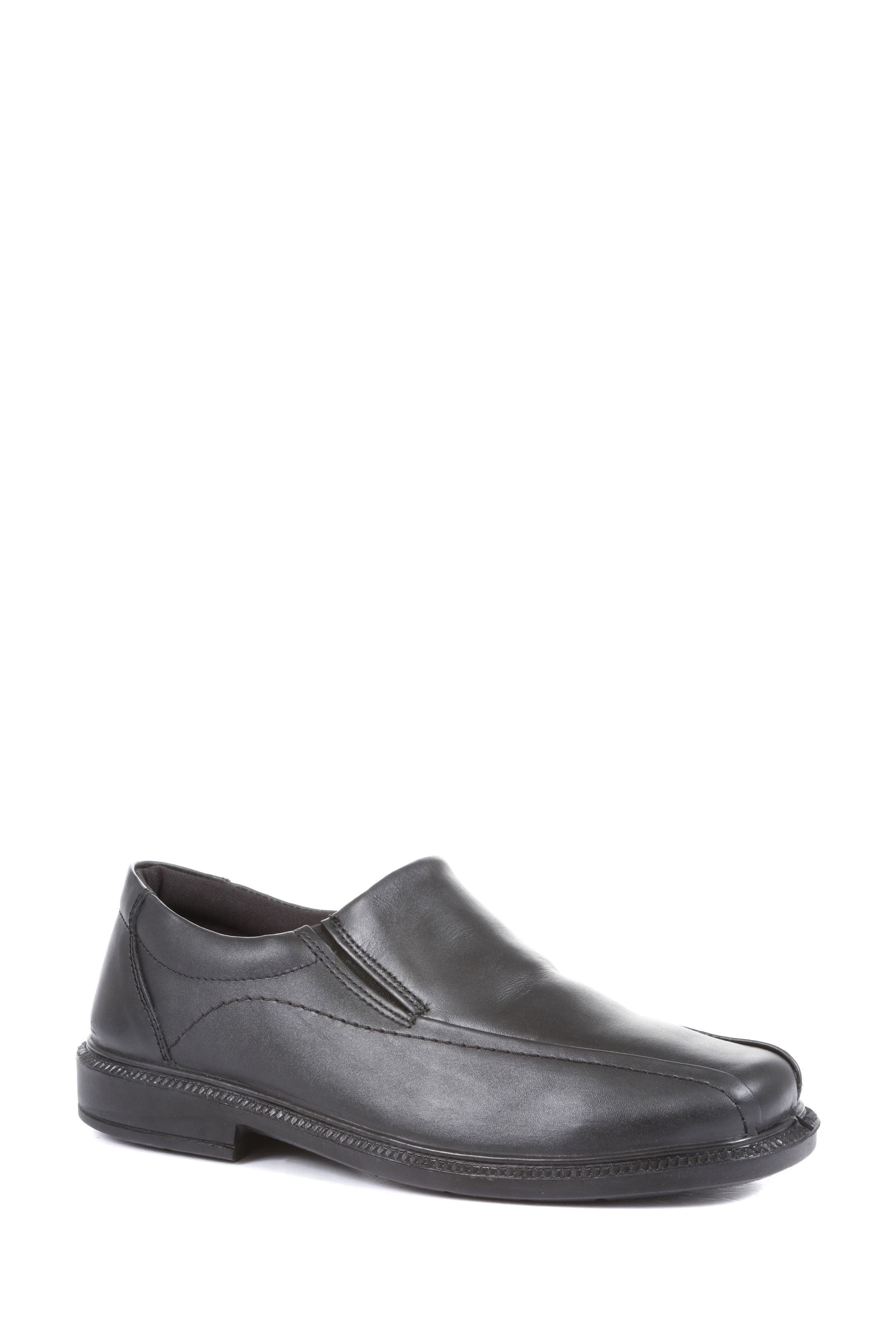 Pavers Black Pavers Wide Fit Leather Slip On Black Shoes