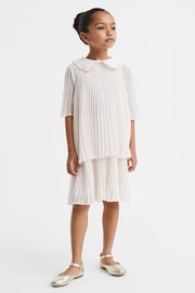 Reiss Ivory Nadia Junior Pleated Collared Tiered Dress - Image 1 of 7