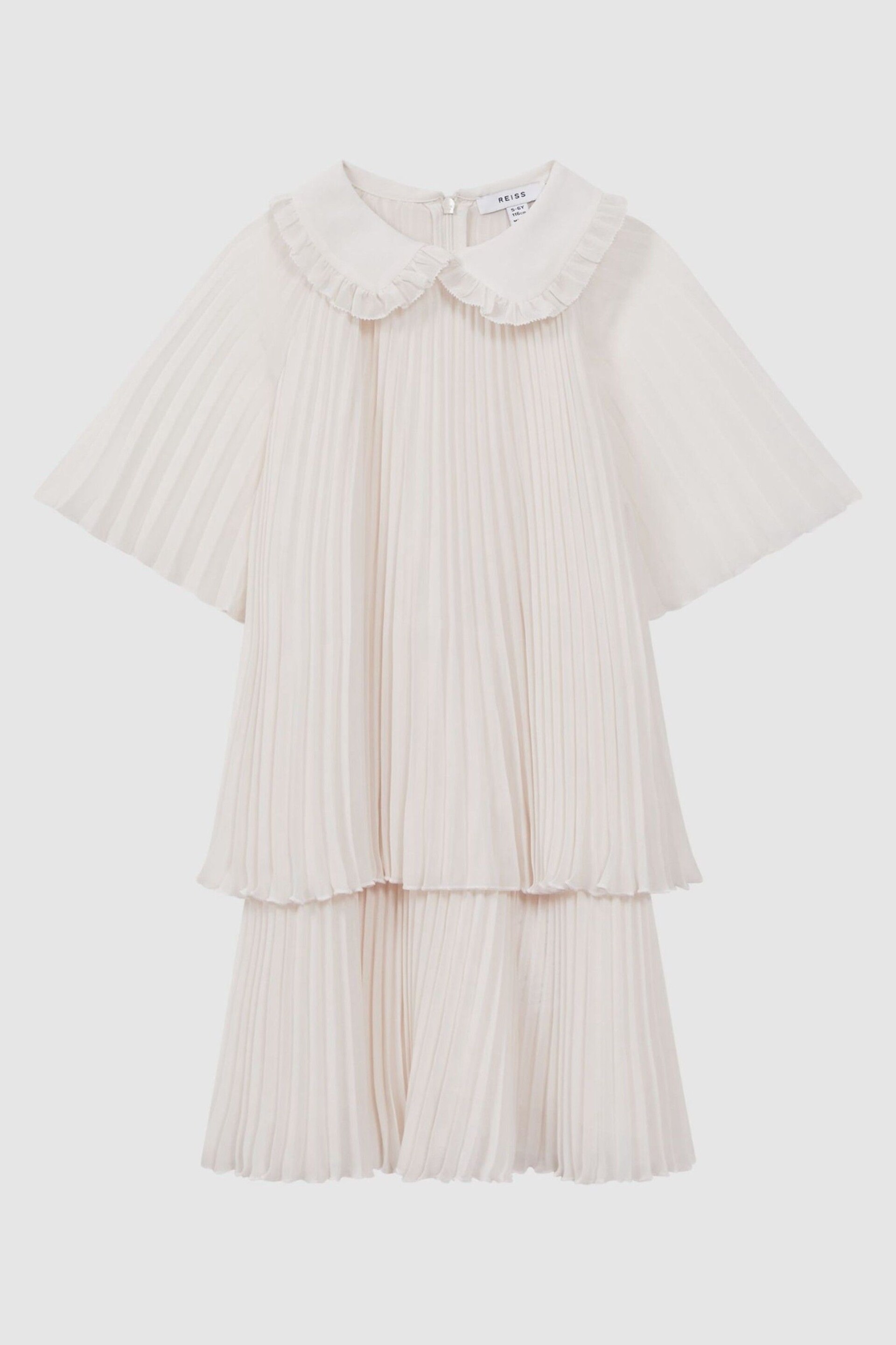 Reiss Ivory Nadia Junior Pleated Collared Tiered Dress - Image 2 of 7