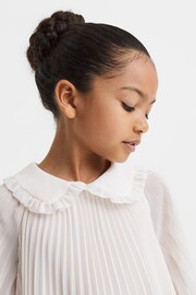 Reiss Ivory Nadia Junior Pleated Collared Tiered Dress - Image 4 of 7