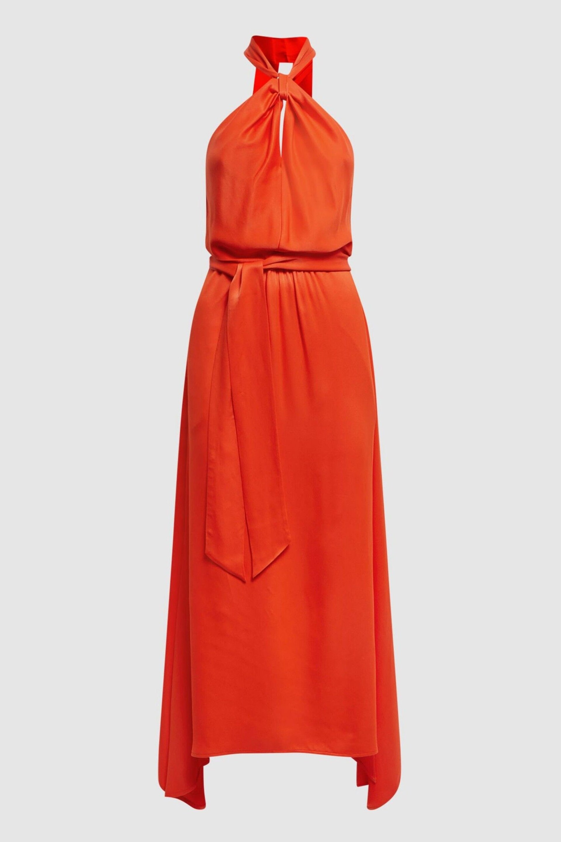 Reiss Orange Evelyn Fitted Halter Neck Midi Dress - Image 2 of 7