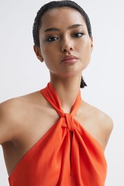 Reiss Orange Evelyn Fitted Halter Neck Midi Dress - Image 4 of 7