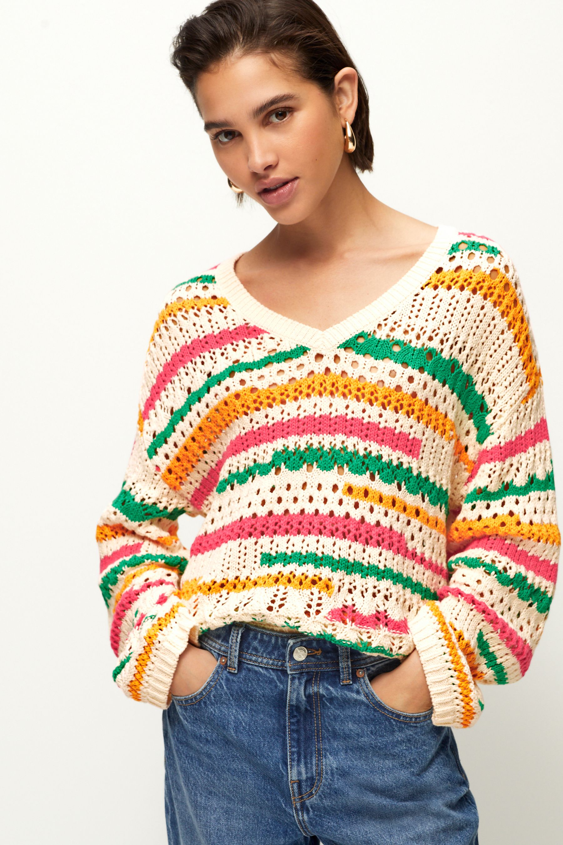 Buy Multi 100 Cotton Stitch Stripe Jumper from the Next UK online shop