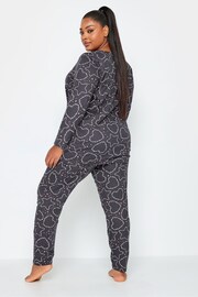 Yours Curve Grey Scripted Heart Star Tapered Pyjamas Set - Image 3 of 5