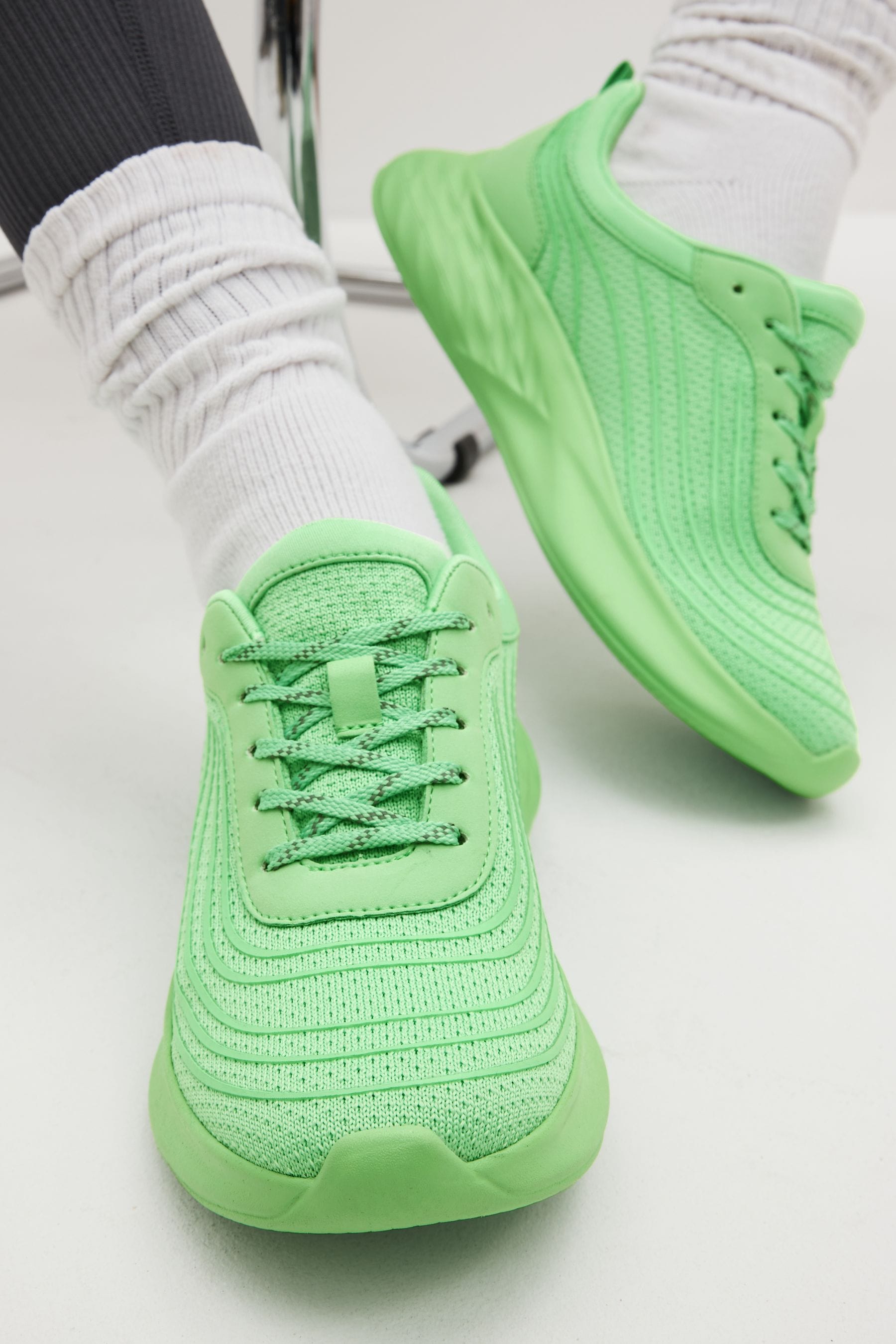 Neon green gym shoes top