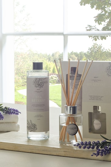 White Country Luxe Spa Retreat Refill Set Lavender and Geranium Fragranced Reed Diffuser & Refill Set
