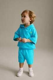 Blue Short Sleeve Hooded Sweatshirt and Shorts Set (3mths-7yrs) - Image 1 of 6