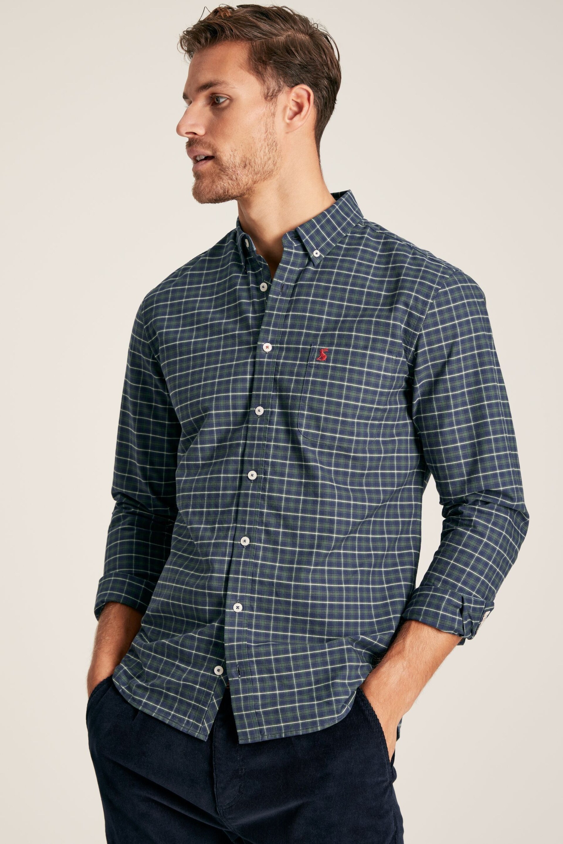 Joules Welford Navy Cotton Check Shirt - Image 1 of 7