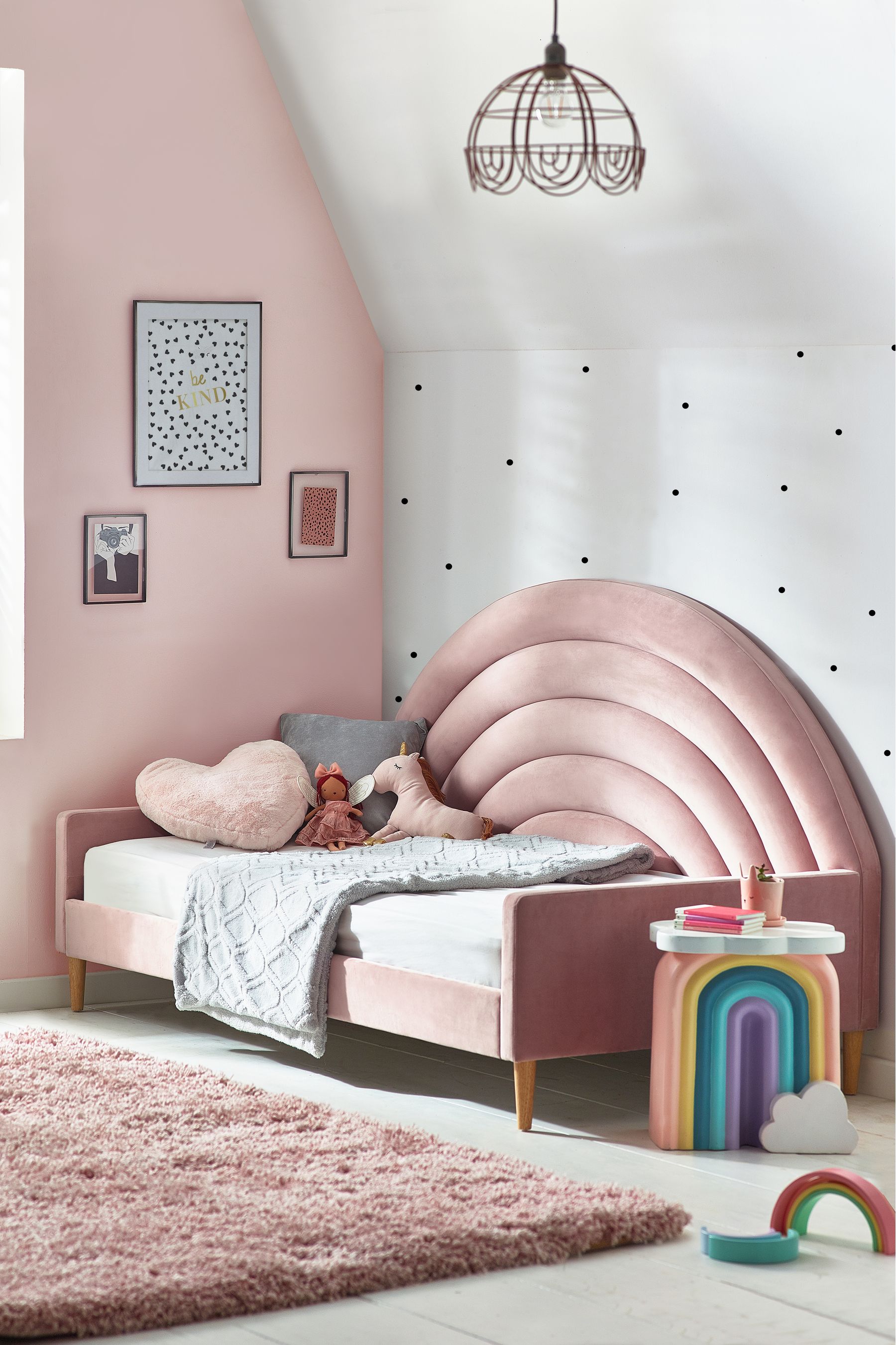 Buy Opulent Velvet Blush Pink Kids Rainbow Upholstered Daybed from the Next UK online shop