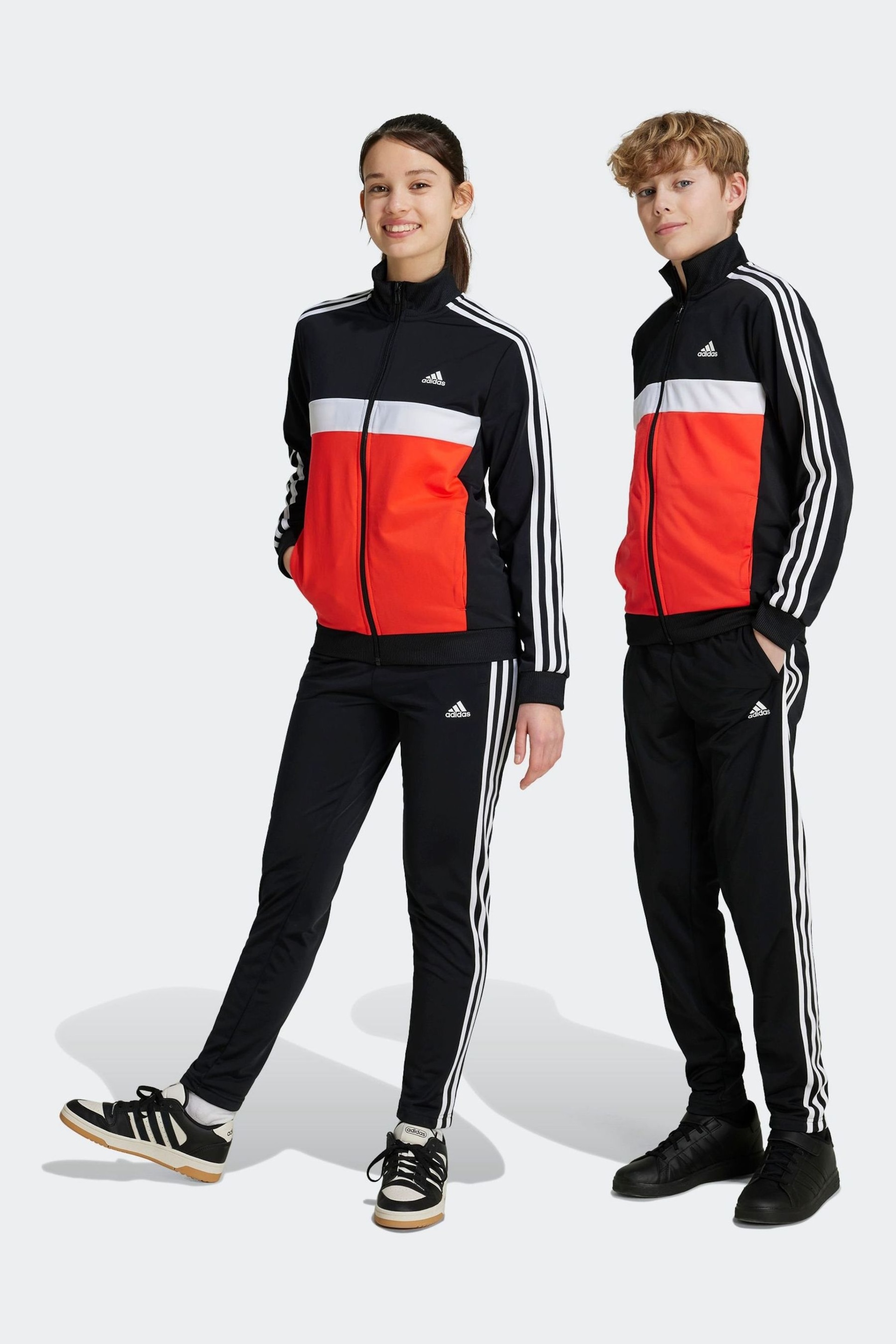 adidas Red/Black Essentials 3-Stripes Tiberio Tracksuit - Image 1 of 8