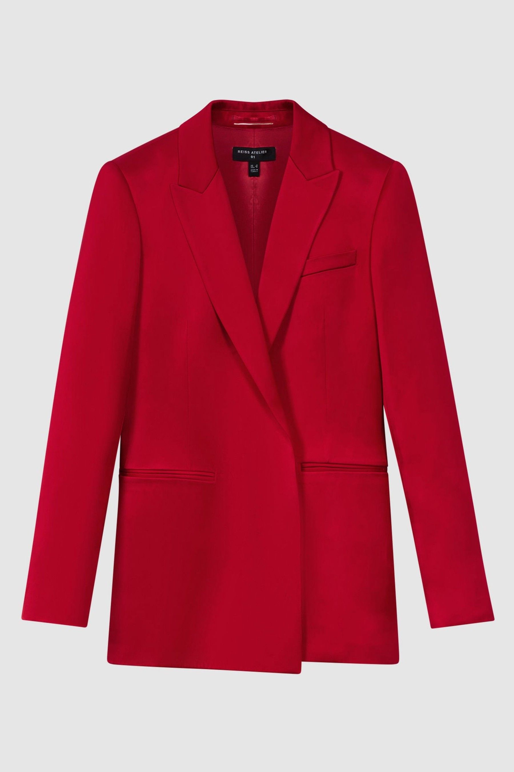 Red satin blazer womens online
