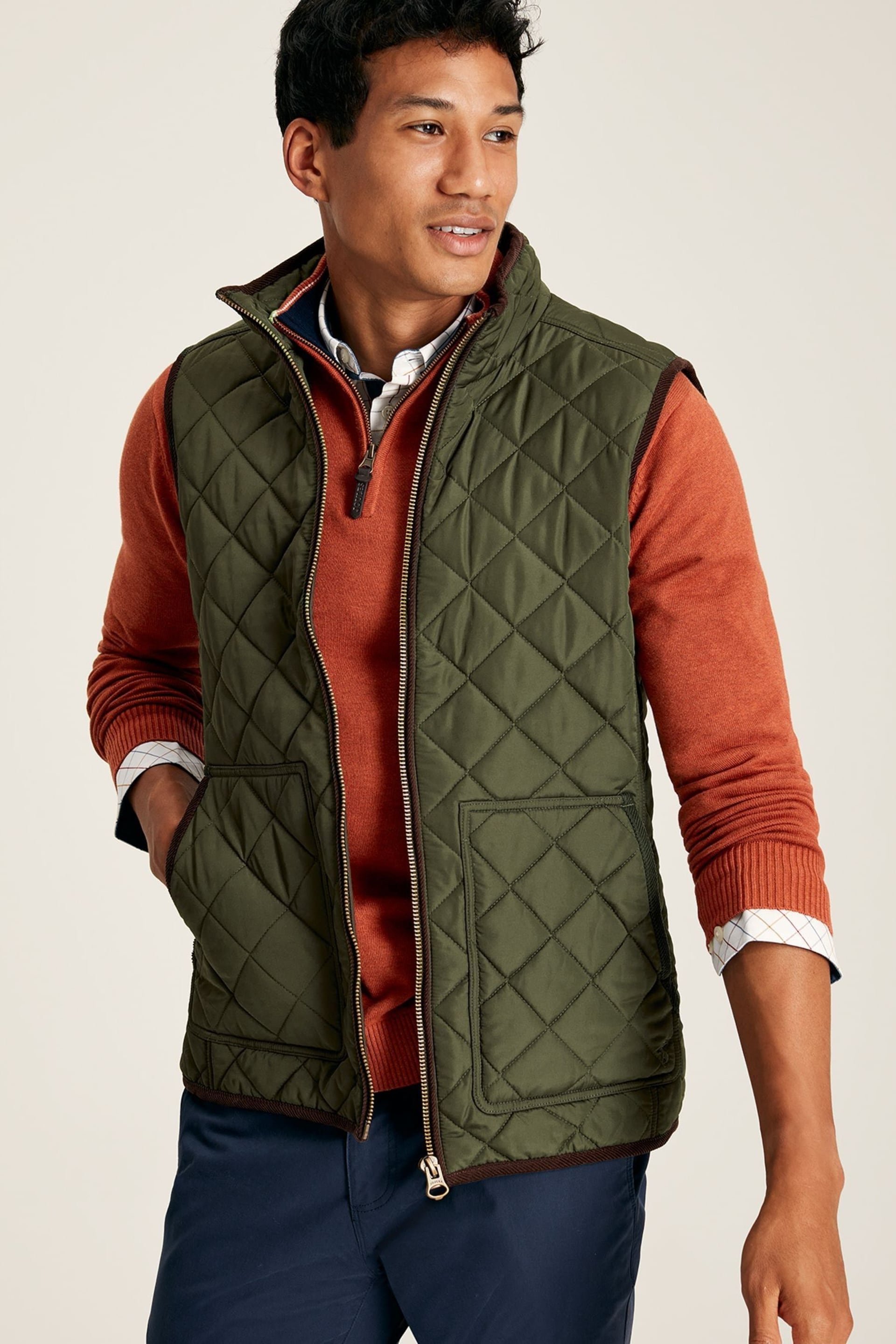 Joules Maynard Green Diamond Quilted Gilet - Image 1 of 6