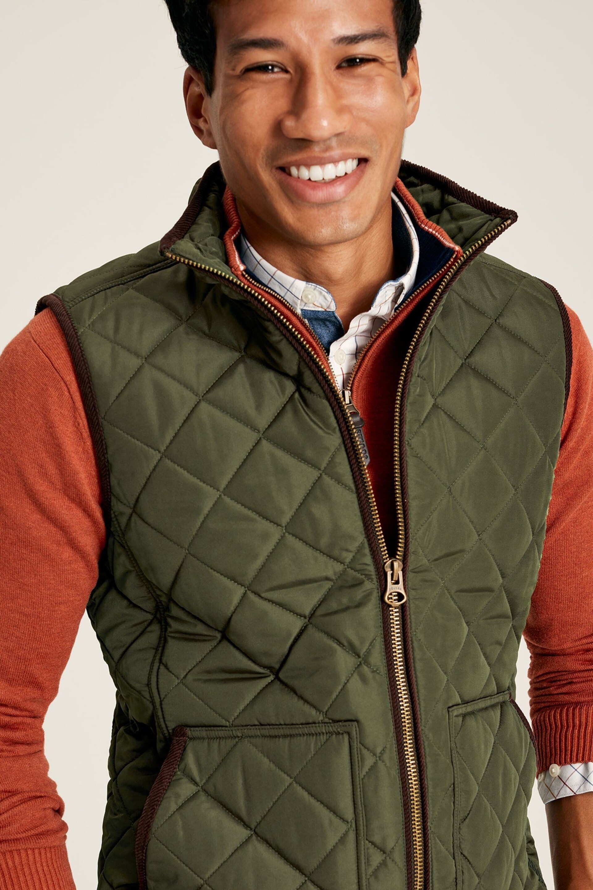 Joules Maynard Green Diamond Quilted Gilet - Image 3 of 6
