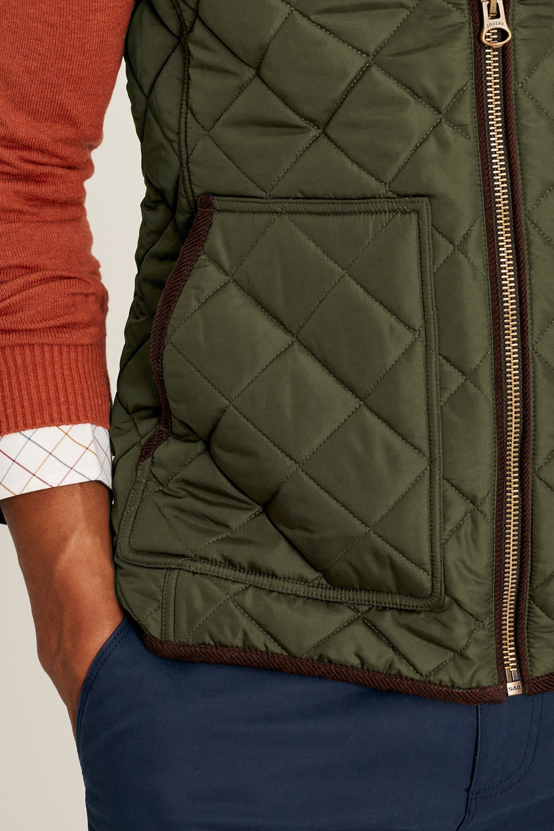 Joules Maynard Green Diamond Quilted Gilet - Image 4 of 6