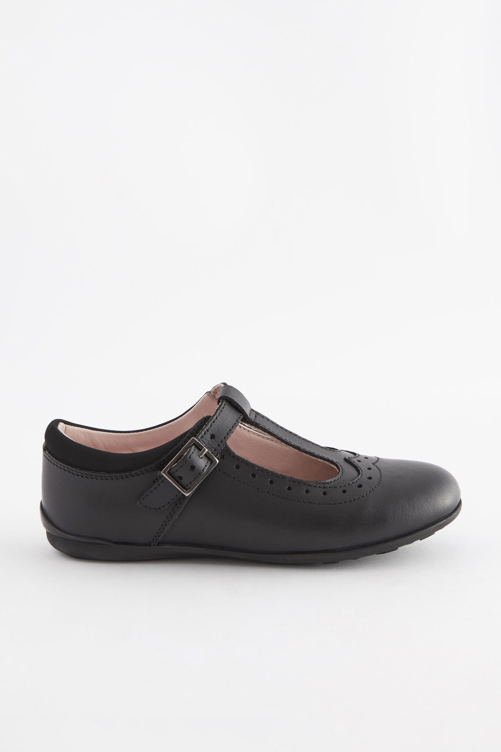 Black Standard Fit (F) Leather T-Bar Leather Shoes - Image 2 of 5