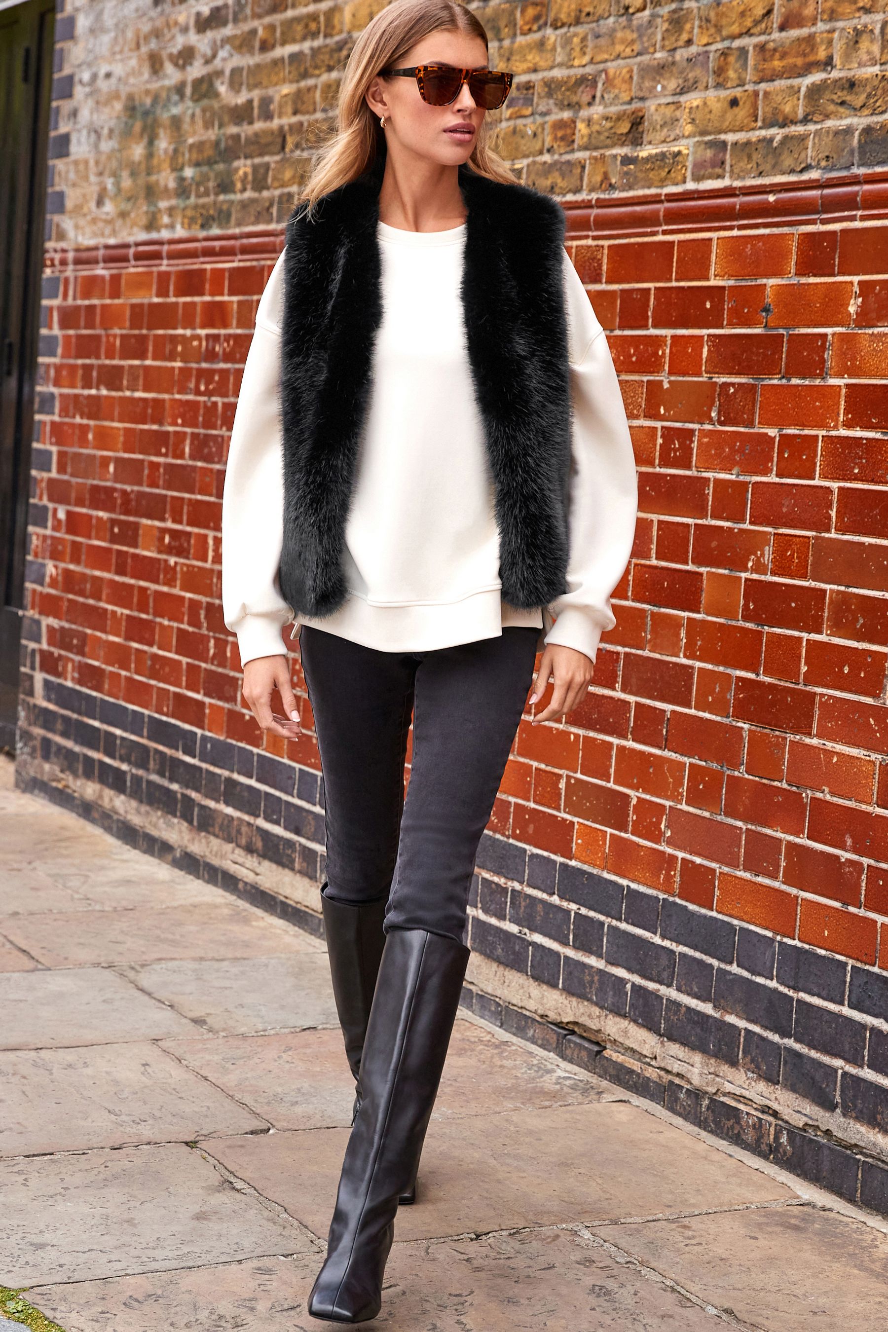 Buy Black Faux Fur Gilet from the Next UK online shop