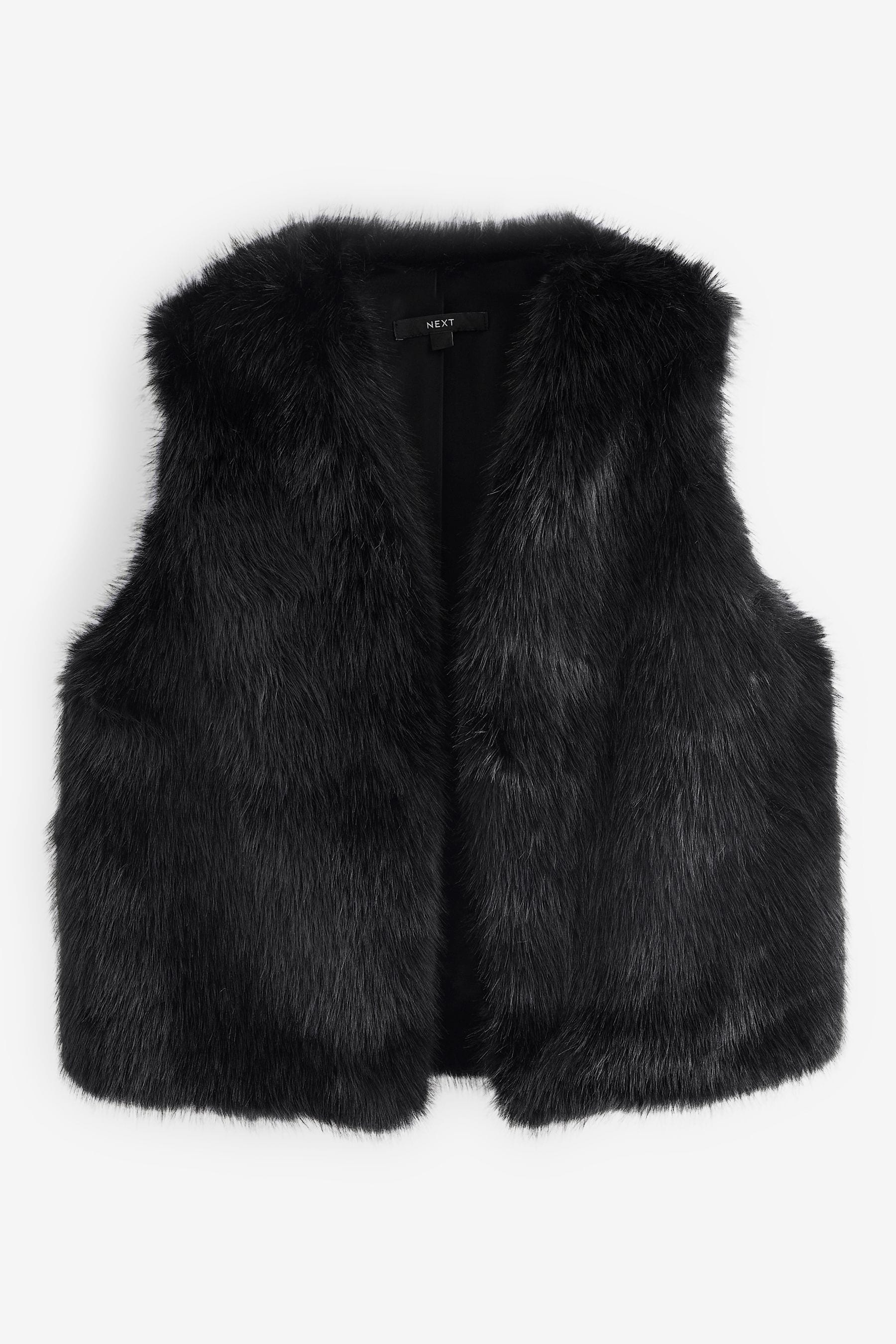 Black long fur gilet new arrivals