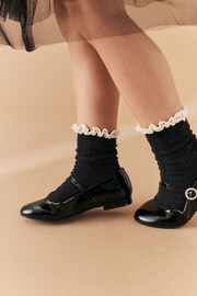 Black/Cream Cotton Rich Ruffle Textured Ankle Socks 2 Pack - Image 1 of 5