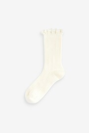 Black/Cream Cotton Rich Ruffle Textured Ankle Socks 2 Pack - Image 5 of 5