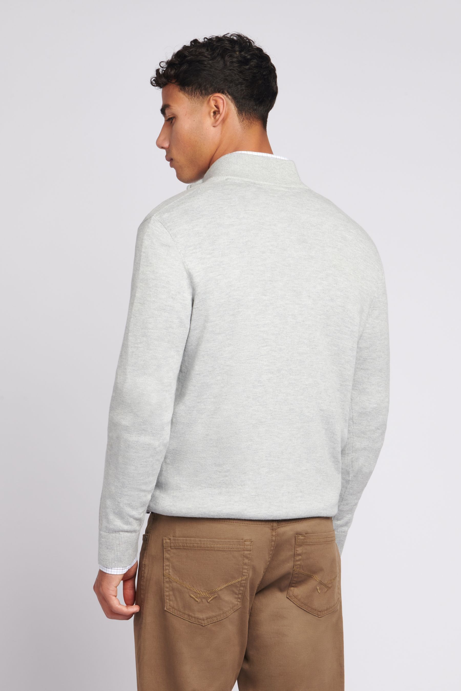 Buy U.S. Polo Assn. Mens Grey Funnel Neck Quarter Zip Knit Jumper from Next Luxembourg