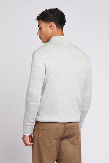 U.S. Polo Assn. Mens Grey Funnel Neck Quarter Zip Knit Sweatshirt