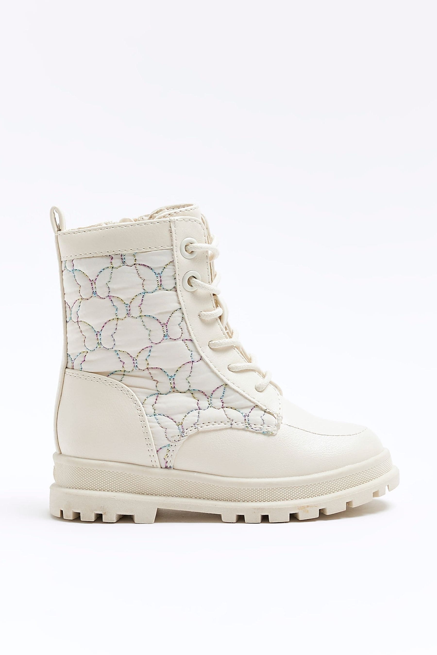 Buy River Island Cream Girls Rainbow Stitch Boots from Next Luxembourg