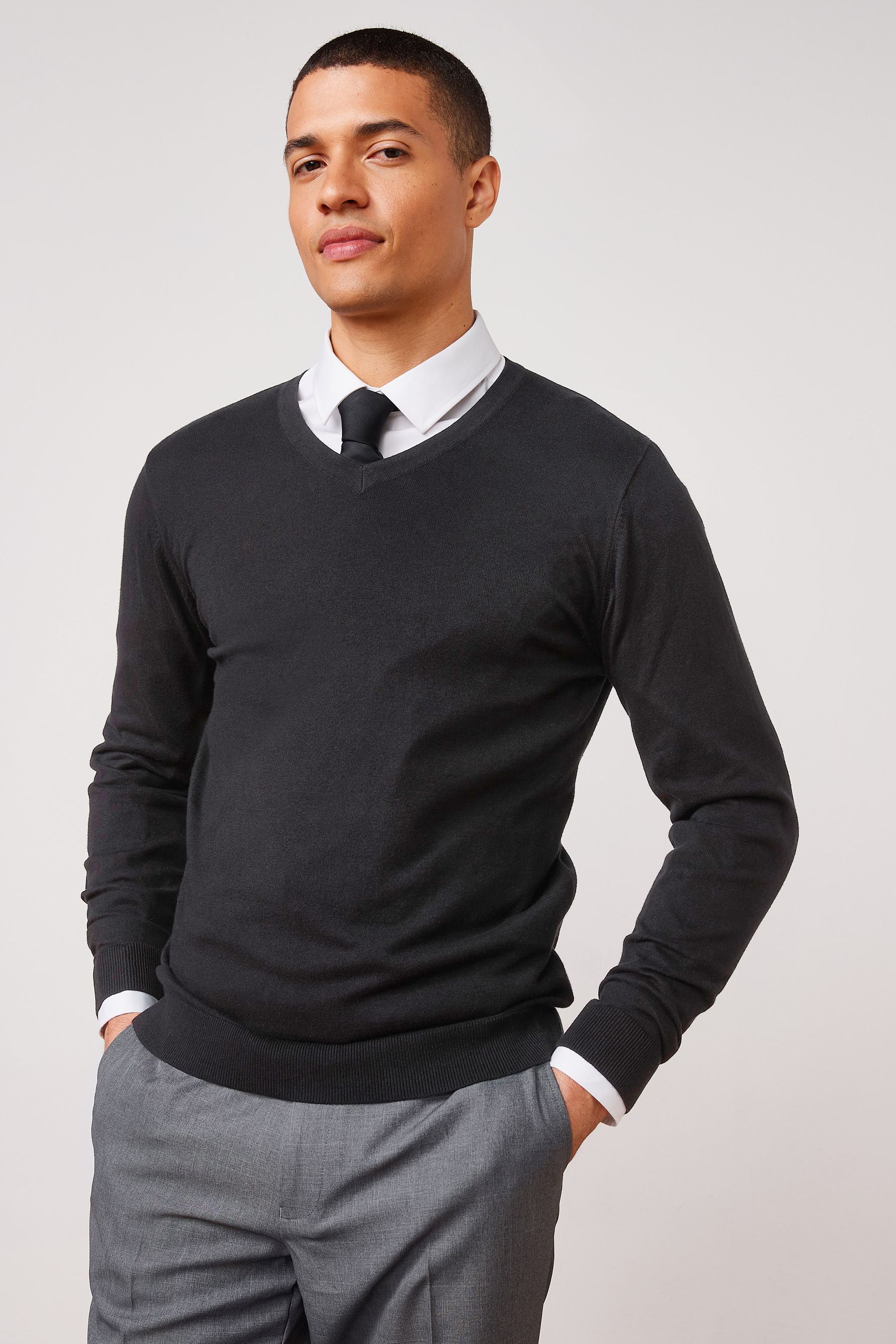 Buy Black V Neck Regular Soft Touch Knit Jumper from the Next UK online shop