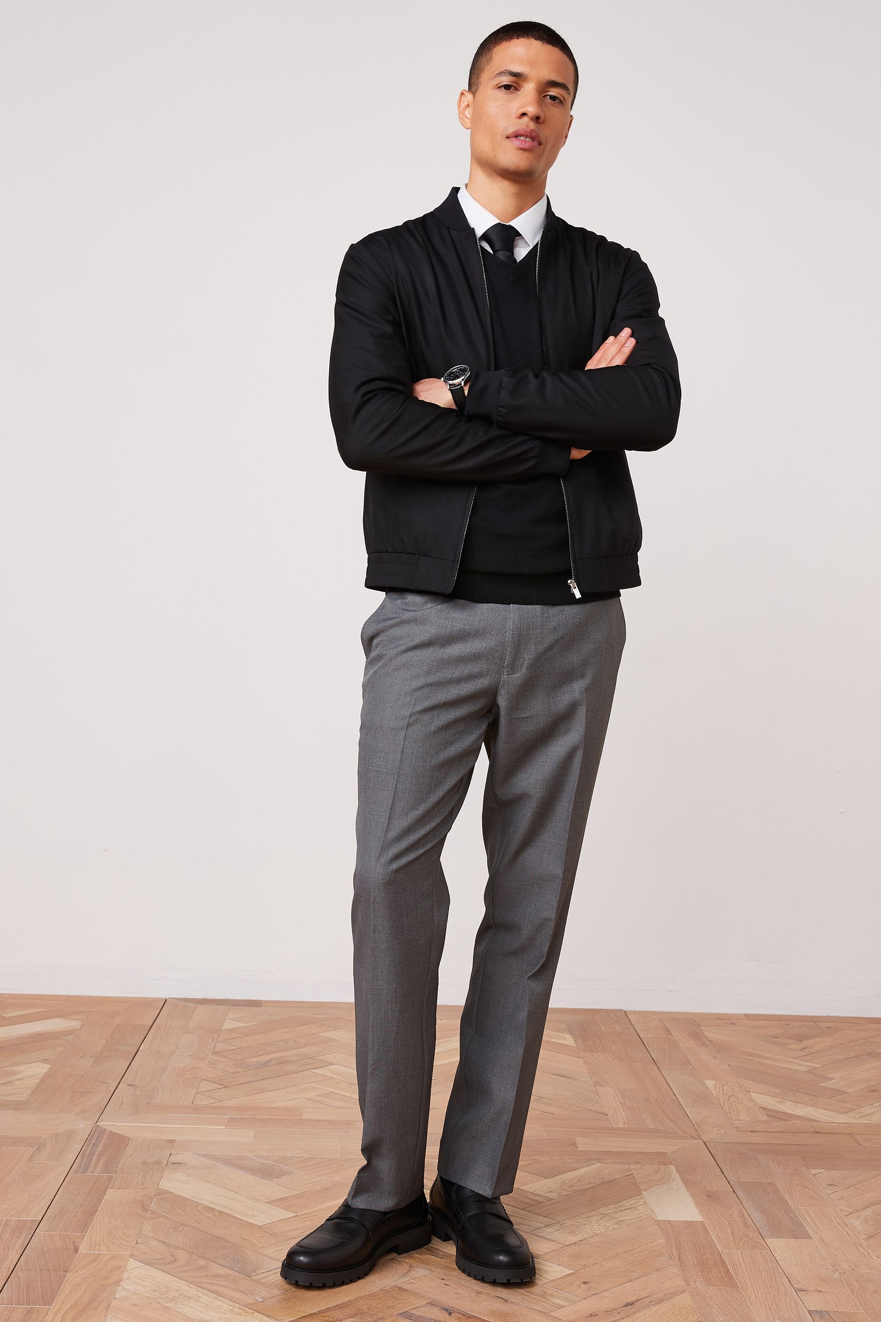 Black V Neck Regular Soft Touch Knit Jumper