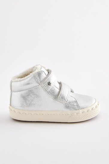 Silver Wide Fit (G) High Top Trainers