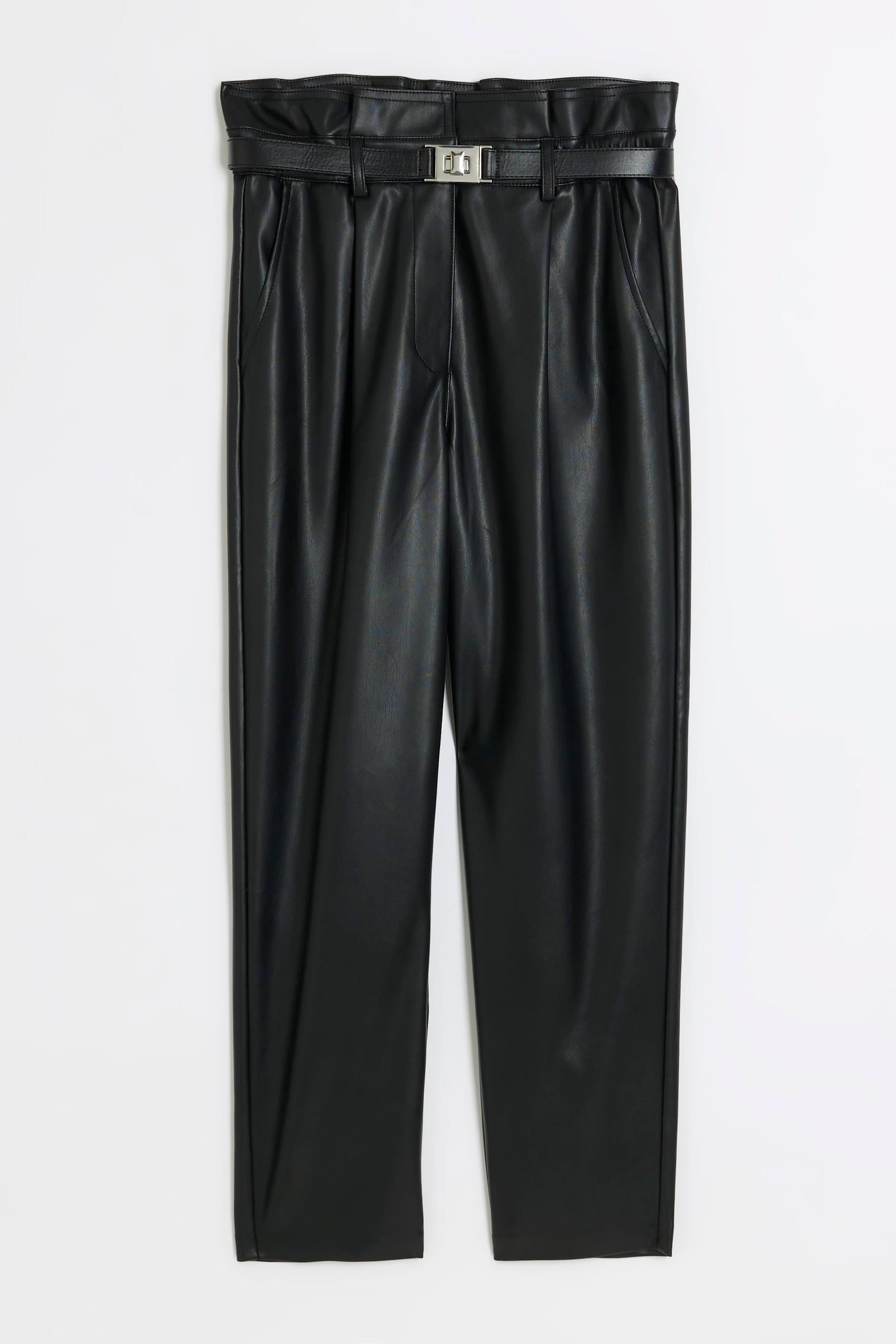 River island leather cheap paperbag trousers