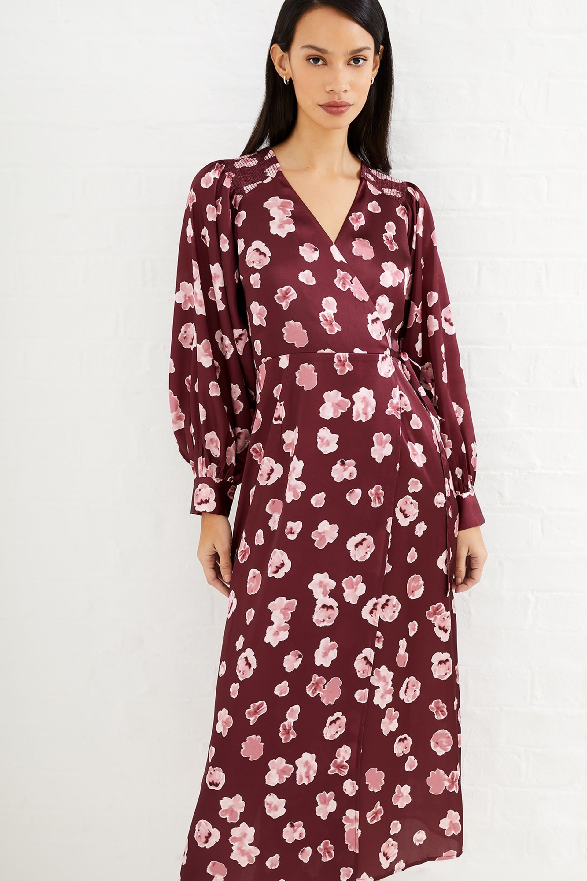 French Connection Satin Long Sleeve Dress - Image 1 of 4