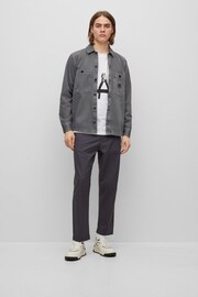 BOSS Grey Garment Dyed Twill Overshirt - Image 2 of 6
