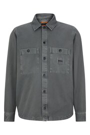 BOSS Grey Garment Dyed Twill Overshirt - Image 6 of 6