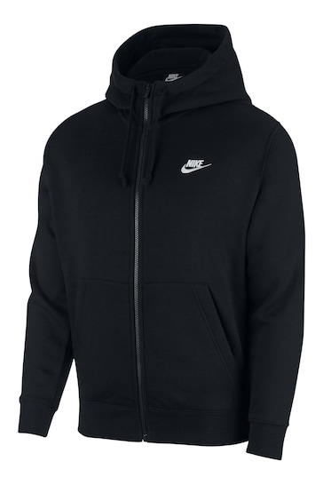 Nike Black Club Zip Through Hoodie