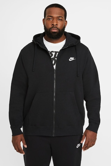 Nike Black Club Zip Through Hoodie