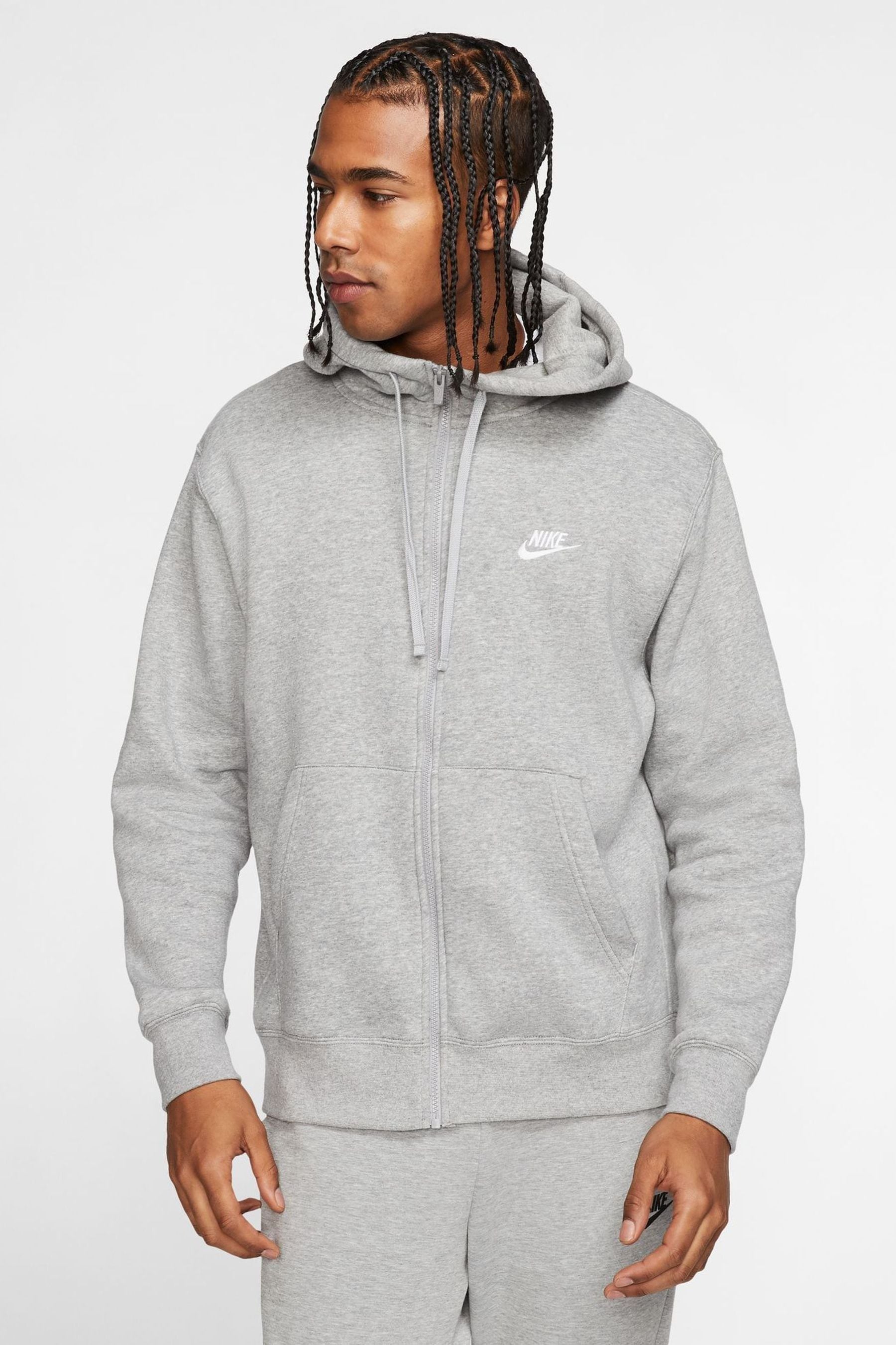 Grey nike zip up sale hoodie mens