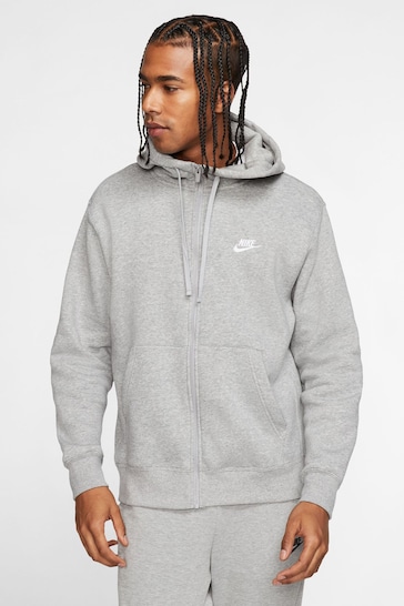 Buy Nike Grey Club Zip Through Hoodie from the Next UK online shop