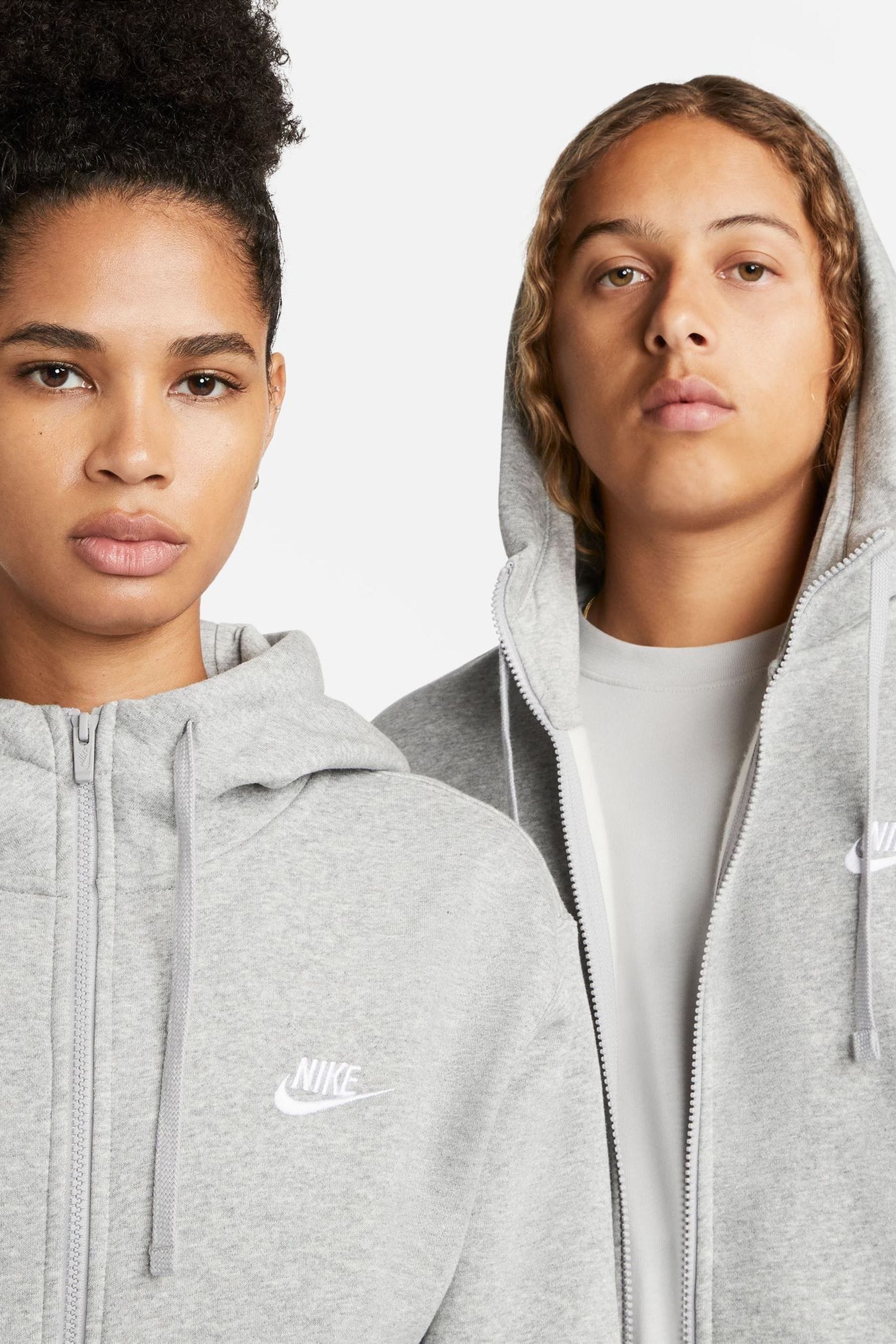 Buy Nike Grey Club Zip Up Hoodie from the Next UK online shop