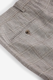 Neutral Tailored Fit Linen Check Suit: Trousers - Image 8 of 9