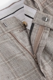 Neutral Tailored Fit Linen Check Suit: Trousers - Image 9 of 9