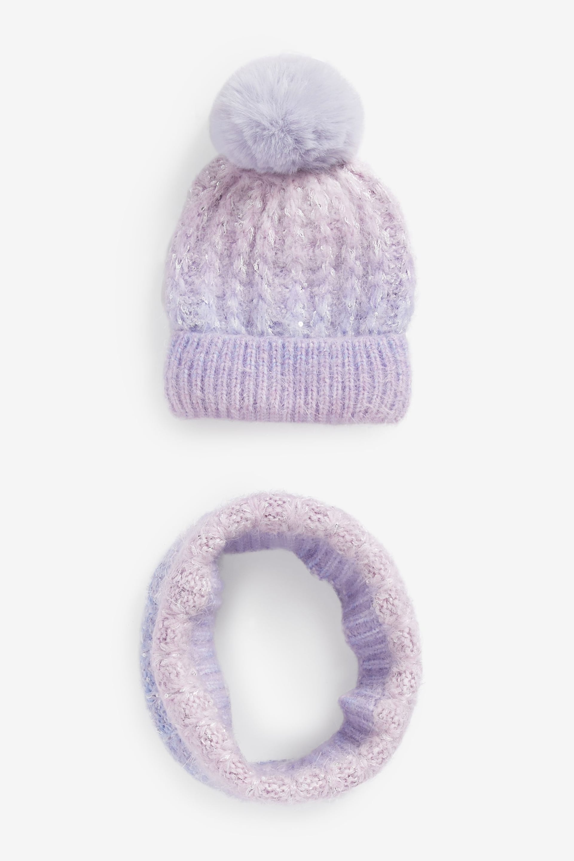 Lilac Purple Fluffy Hat & Snood Set (3-13yrs) - Image 1 of 1