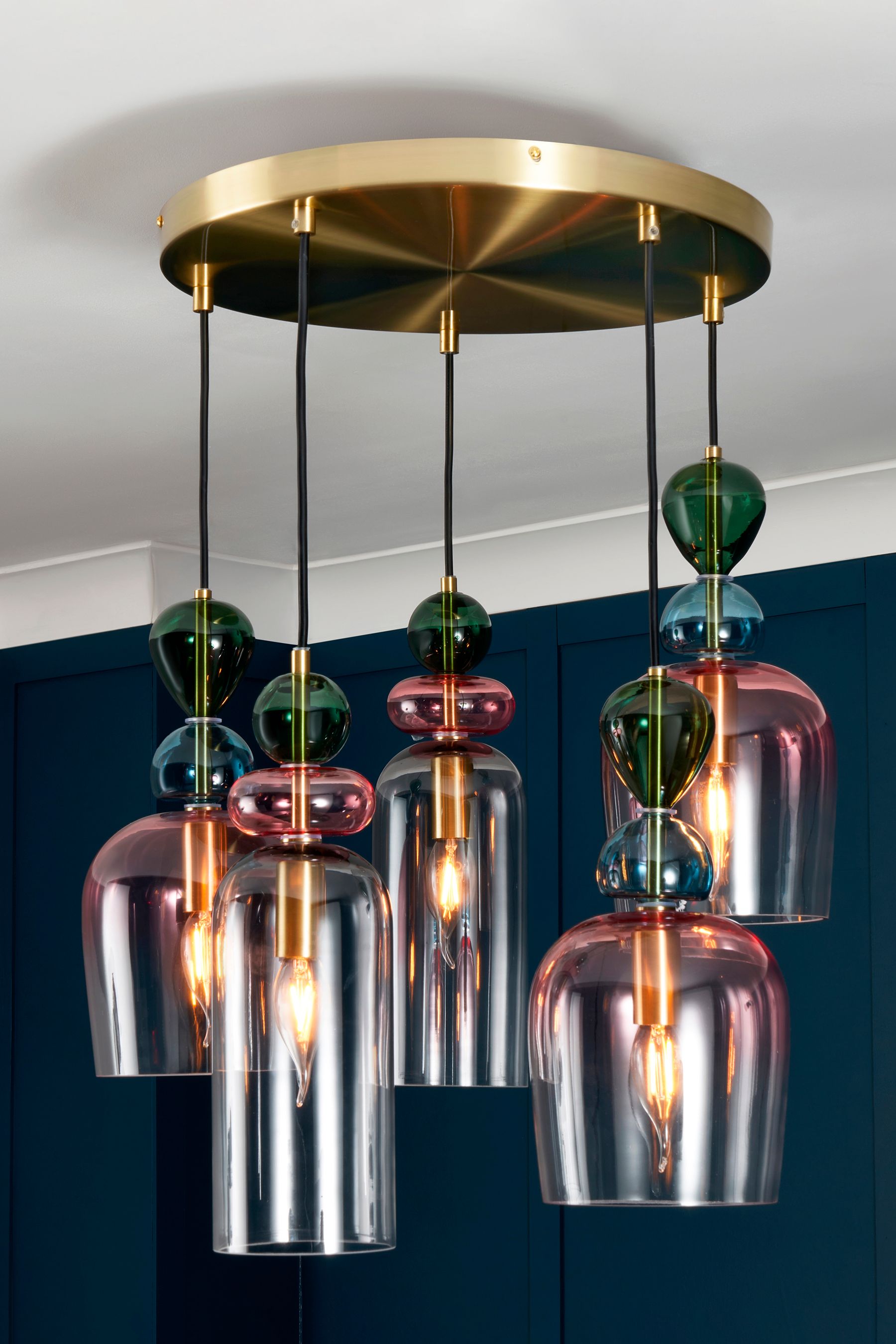 Buy Visconte by BHS Brass Vietri 5 Light Glass Cluster Ceiling