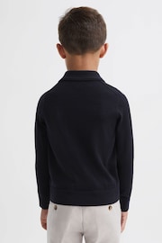 Reiss Navy Trafford Junior Merino Wool Polo Shirt - Image 5 of 6